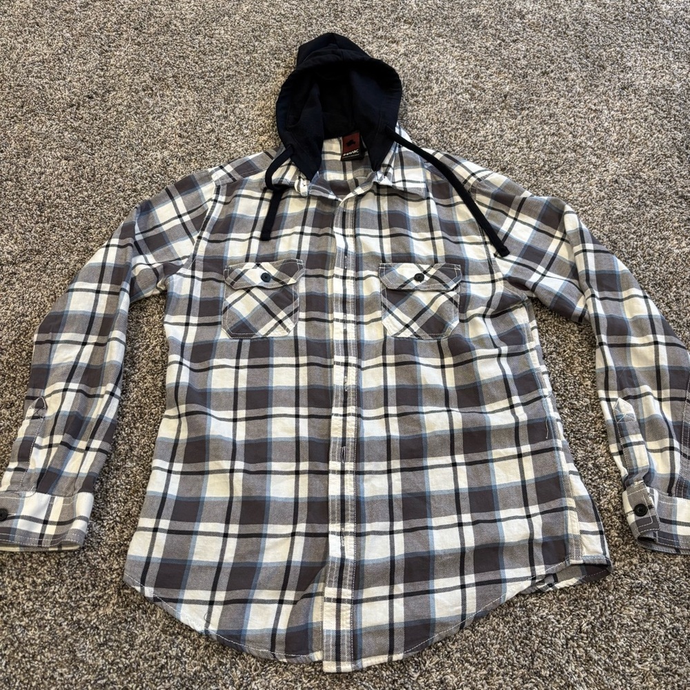 Hawk Plaid Hooded Flannel Shirt